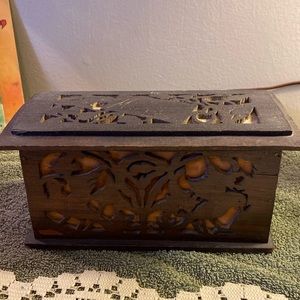 Antique Hand Carved Hankie Box